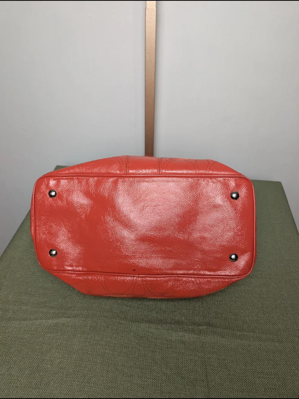Coach Coral Leather Satchel with Signature Stitching